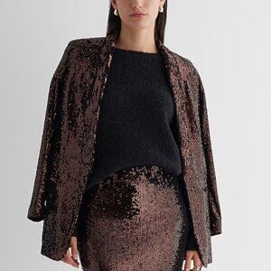 EXPRESS Sequin Open Front Boyfriend Blazer XS